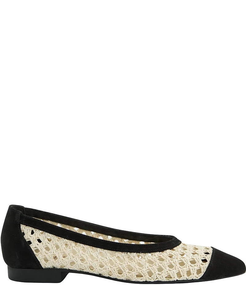 Paul Green Daisy Woven Nubuck Suede Pointed Cap Toe Ballet Flats