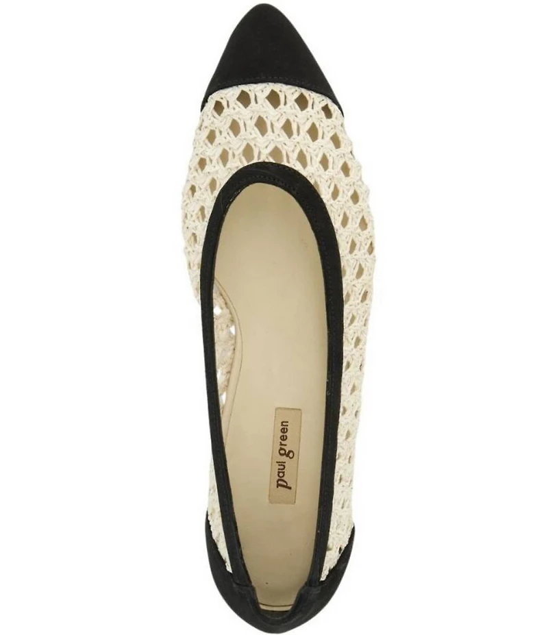 Paul Green Daisy Woven Nubuck Suede Pointed Cap Toe Ballet Flats