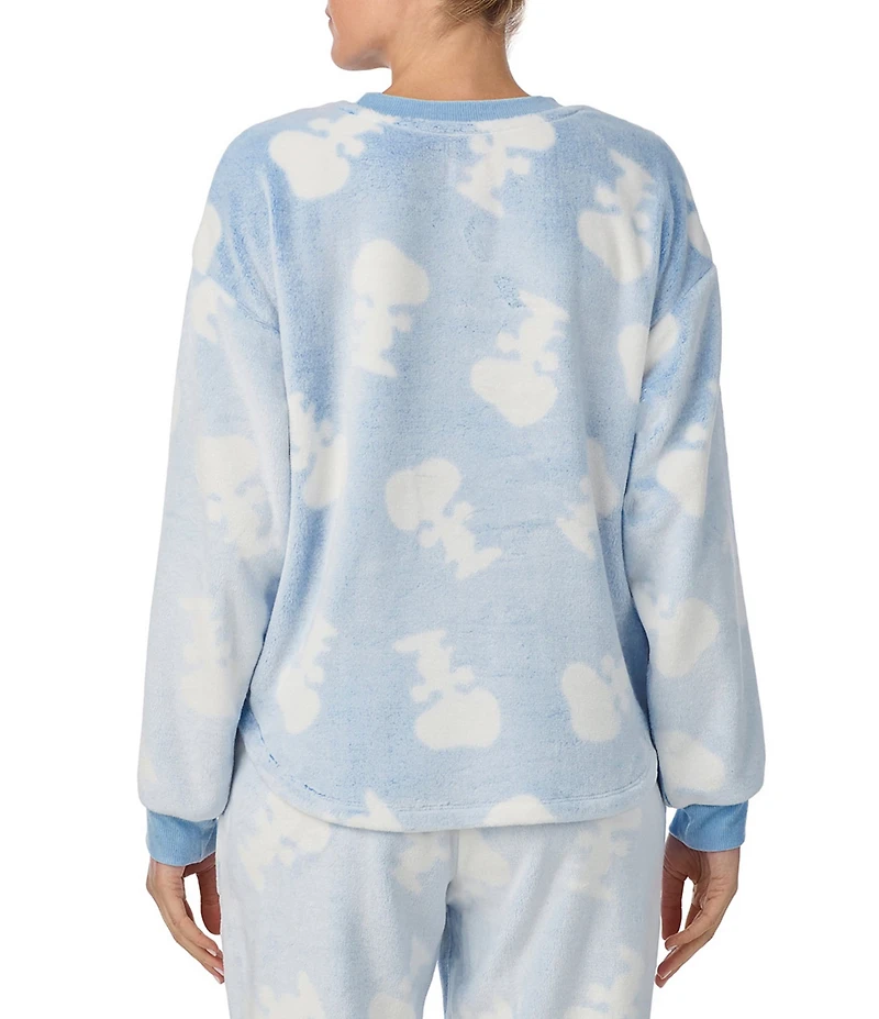Peanuts Cozy Plush Long Sleeve Crew Neck Snoopy Print Coordinating Sleep Top