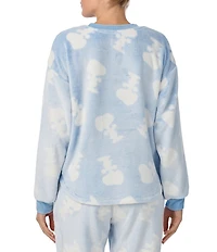 Peanuts Cozy Plush Long Sleeve Crew Neck Snoopy Print Coordinating Sleep Top