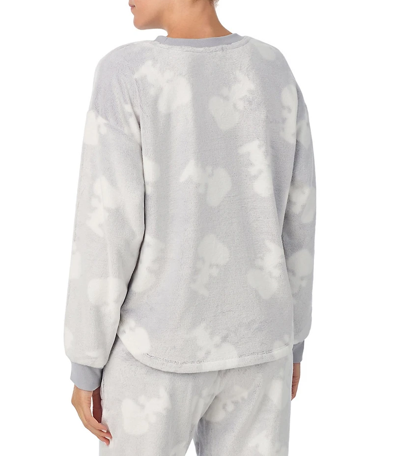 Peanuts Cozy Plush Long Sleeve Crew Neck Snoopy Print Coordinating Sleep Top
