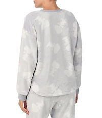 Peanuts Cozy Plush Long Sleeve Crew Neck Snoopy Print Coordinating Sleep Top