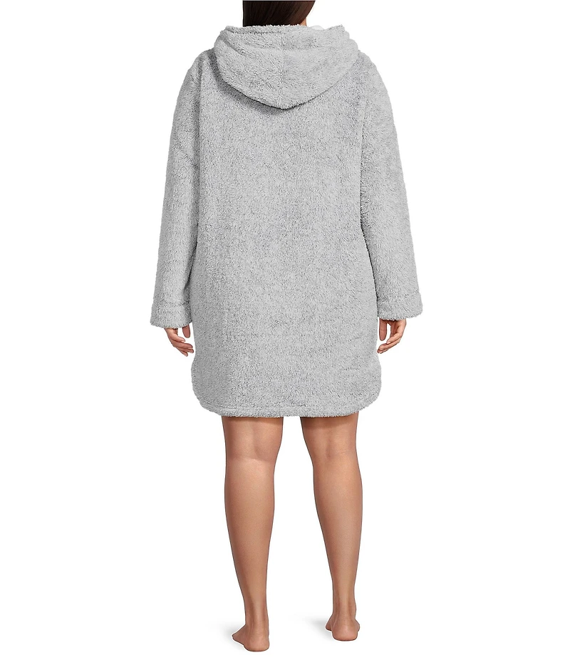 Peanuts Plus Size Long Sleeve Round Plush Hooded Tunic