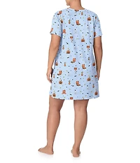 Peanuts Plus Size Snoopy Halloween Printed Short Sleeve Round Neck Knit Sleepshirt