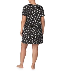 Peanuts Plus Size Snoopy Print Short Sleeve Round Neck Knit Sleepshirt
