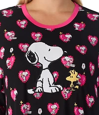 Peanuts Plus Size Snoopy Valentine's Day Heart Print Short Sleeve Round Neck Jersey Knit Sleepshirt