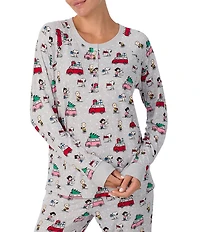 Peanuts Snoopy & Friends Print Long Sleeve Henley & Jogger Cozy Jersey Holiday Pajama Set