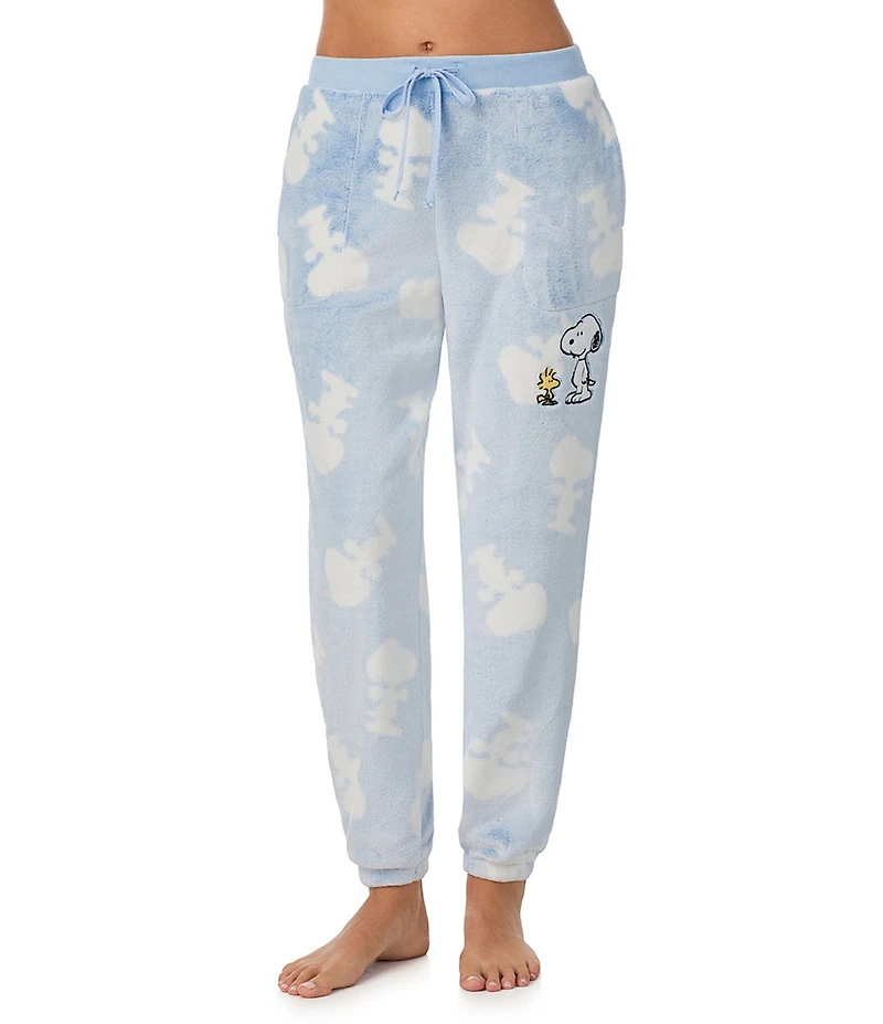 Peanuts Snoopy Chenille Jacquard Drawstring Tie Coordinating Sleep Pant