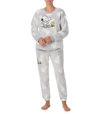 Peanuts Snoopy Chenille Jacquard Drawstring Tie Coordinating Sleep Pant