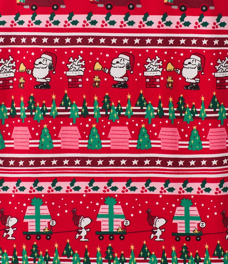 Peanuts Snoopy Fair Isle Print Long Sleeve Henley & Jogger Cozy Jersey Holiday Pajama Set