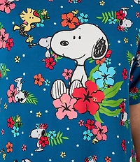 Peanuts Snoopy Floral Print Short Sleeve Round Neck Jersey Knit Nightshirt