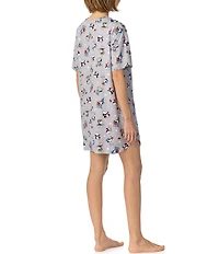 Peanuts Snoopy Halloween Print Short Sleeve Round Neck Jersey Knit Sleepshirt