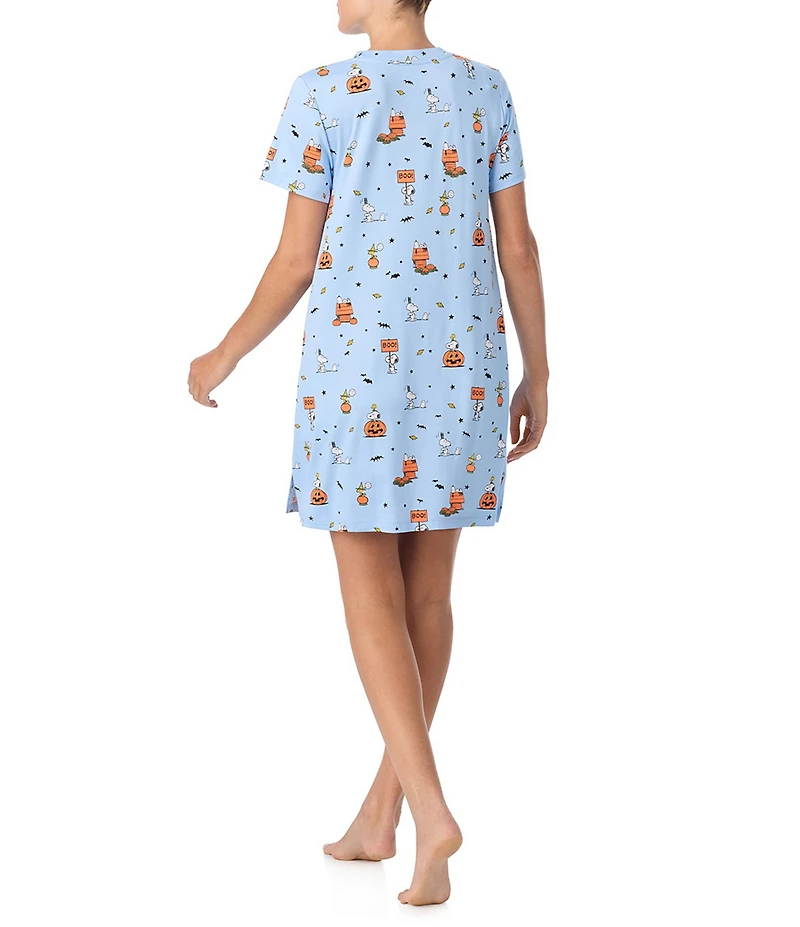 Peanuts Snoopy Halloween Printed Short Sleeve Round Neck Knit Sleepshirt