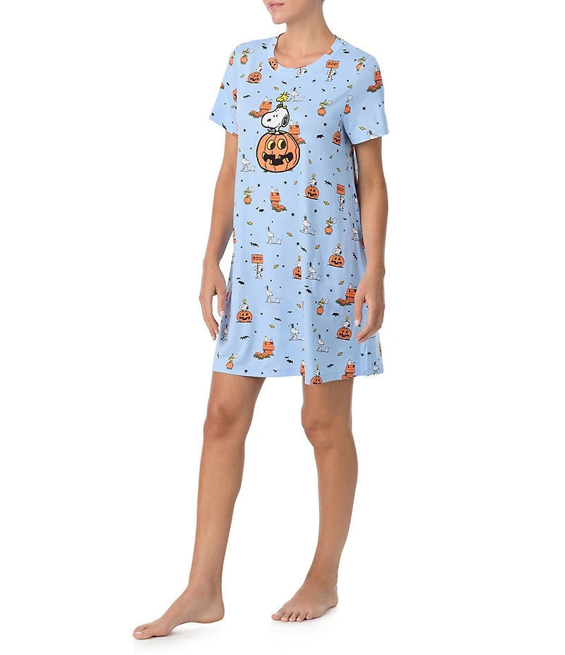 Peanuts Snoopy Halloween Printed Short Sleeve Round Neck Knit Sleepshirt