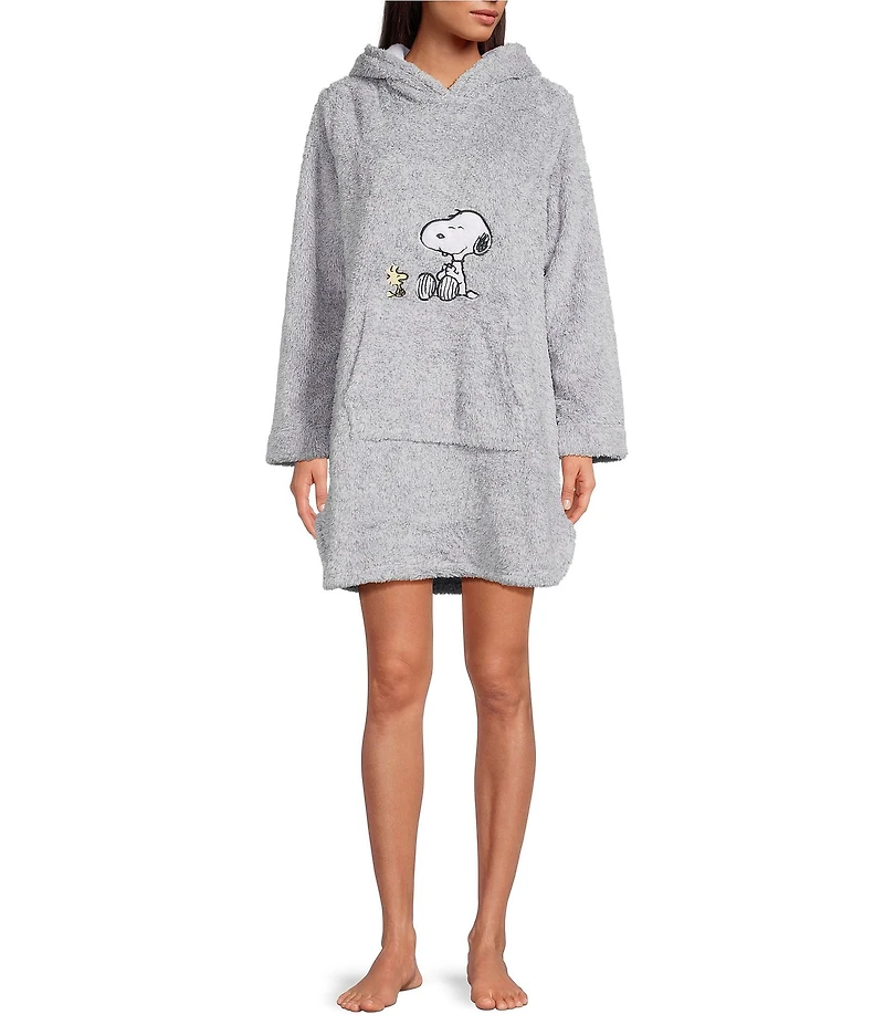 Peanuts Snoopy Long Sleeve Round Neck Plush Hooded Tunic