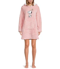 Peanuts Snoopy Long Sleeve Round Neck Plush Hooded Tunic