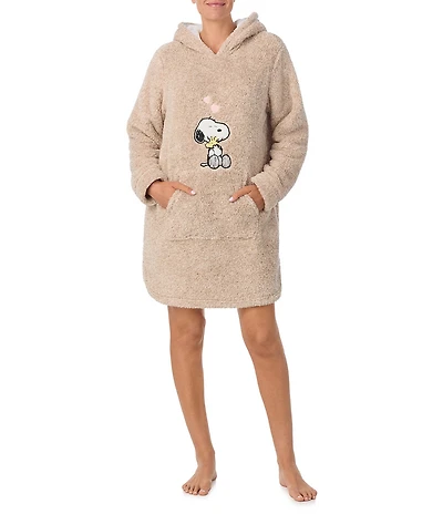 Peanuts Snoopy Long Sleeve Round Neck Plush Hooded Tunic