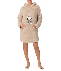 Peanuts Snoopy Long Sleeve Round Neck Plush Hooded Tunic