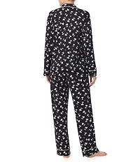 Peanuts Snoopy Print Long Sleeve Notch Collar Knit Pajama Set