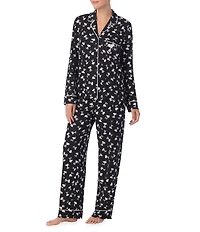 Peanuts Snoopy Print Long Sleeve Notch Collar Knit Pajama Set