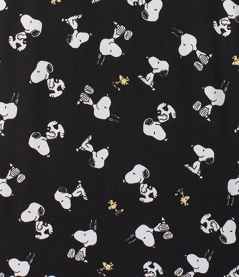 Peanuts Snoopy Print Long Sleeve Notch Collar Knit Pajama Set