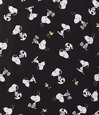 Peanuts Snoopy Print Long Sleeve Notch Collar Knit Pajama Set