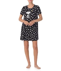 Peanuts Snoopy Printed Short Sleeve Round Neck Knit Sleepshirt