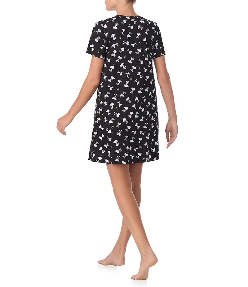 Peanuts Snoopy Printed Short Sleeve Round Neck Knit Sleepshirt