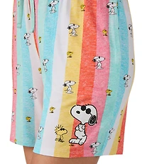 Peanuts Snoopy Stripe Print Jersey Knit Coordinating Sleep Boxers
