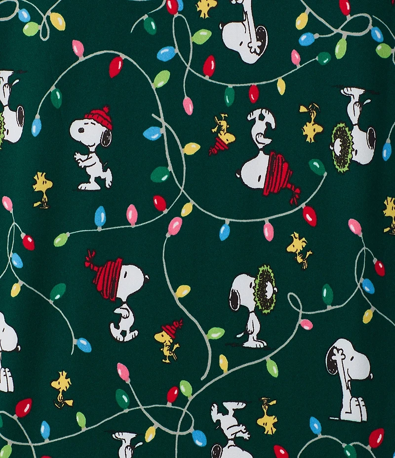 Peanuts Snoopy Tossed Print Long Sleeve Henley & Jogger Cozy Jersey Holiday Pajama Set