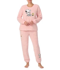 Peanuts Solid Cozy Plush Drawstring Tie Coordinating Sleep Pants