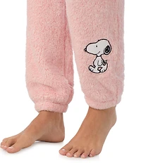 Peanuts Solid Cozy Plush Drawstring Tie Coordinating Sleep Pants