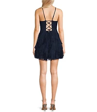 Pear Culture Embellished Waist Corkscrew Fit-And-Flare Mini Dress
