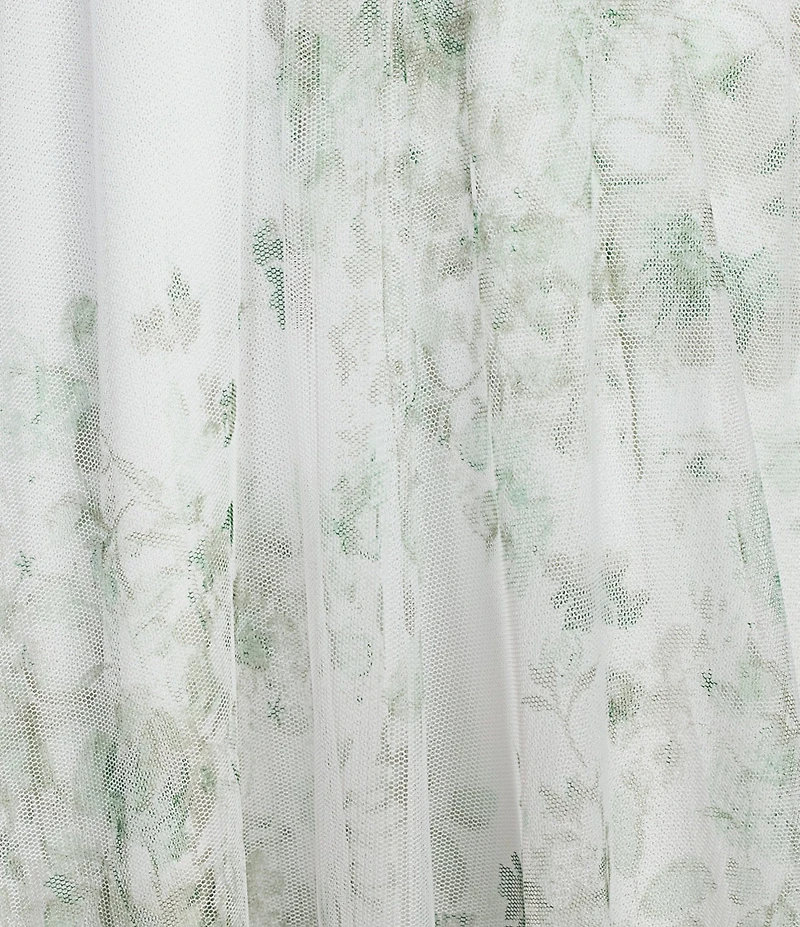 Pear Culture Floral Printed Mesh Plunging V-Neck Spaghetti Strap Dress