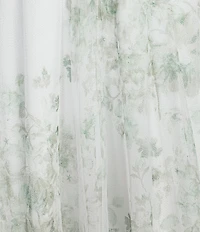 Pear Culture Floral Printed Mesh Plunging V-Neck Spaghetti Strap Dress