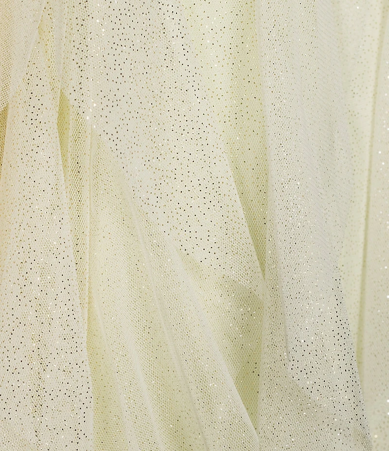 Pear Culture Foiled Mesh Sweetheart Neck Keyhole Front Corkscrew Skirted Ball Gown