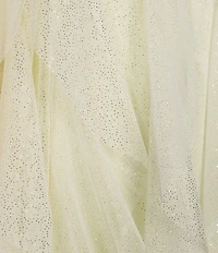 Pear Culture Foiled Mesh Sweetheart Neck Keyhole Front Corkscrew Skirted Ball Gown