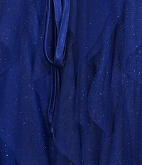 Pear Culture Glitter Mesh Corkscrew High-Low Dress