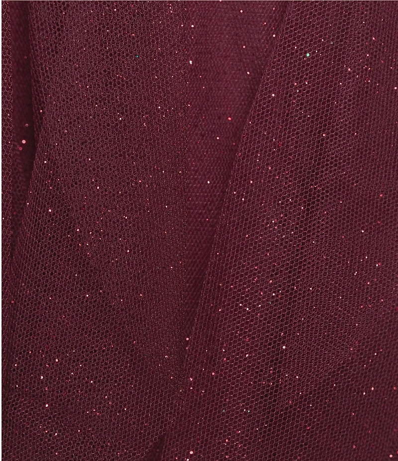 Pear Culture Glitter Mesh Cutout Corkscrew Hi-Low Dress