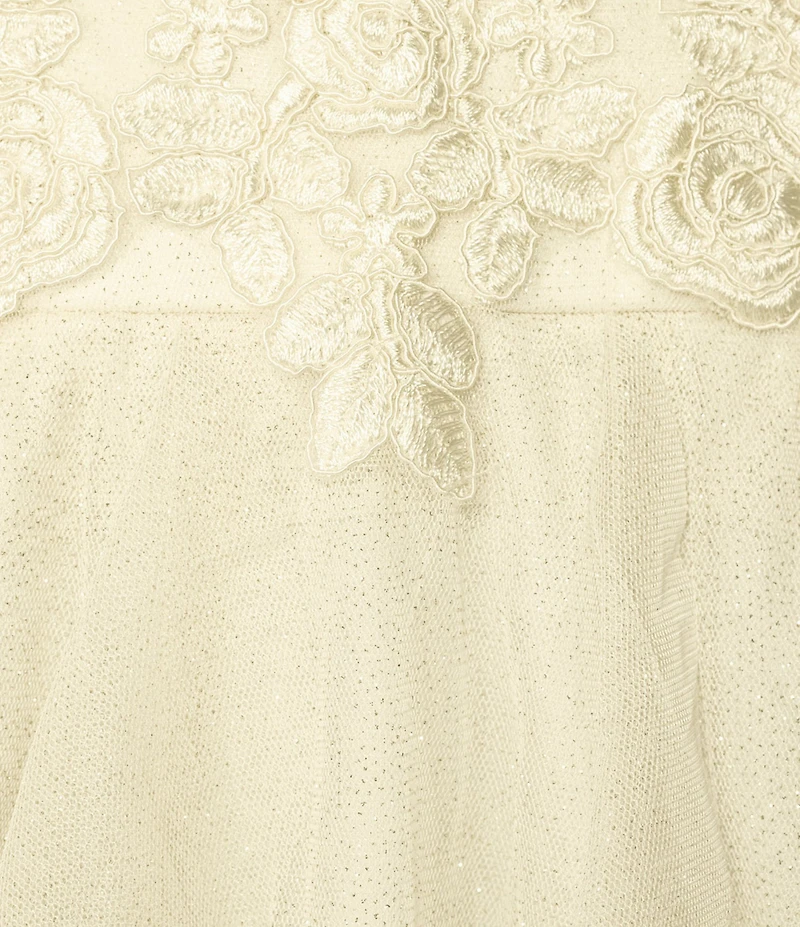 Pear Culture Glitter Mesh Halter V-Neck Applique Corkscrew Fit And Flare Dress