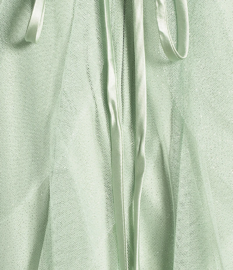 Pear Culture Glitter Mesh Rhinestone Halter Neck Corseted Ruffled Dress