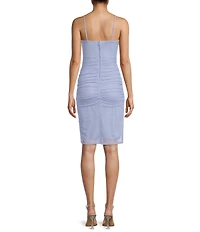 Pear Culture Glitter Mesh Sheath Knee Length Dress