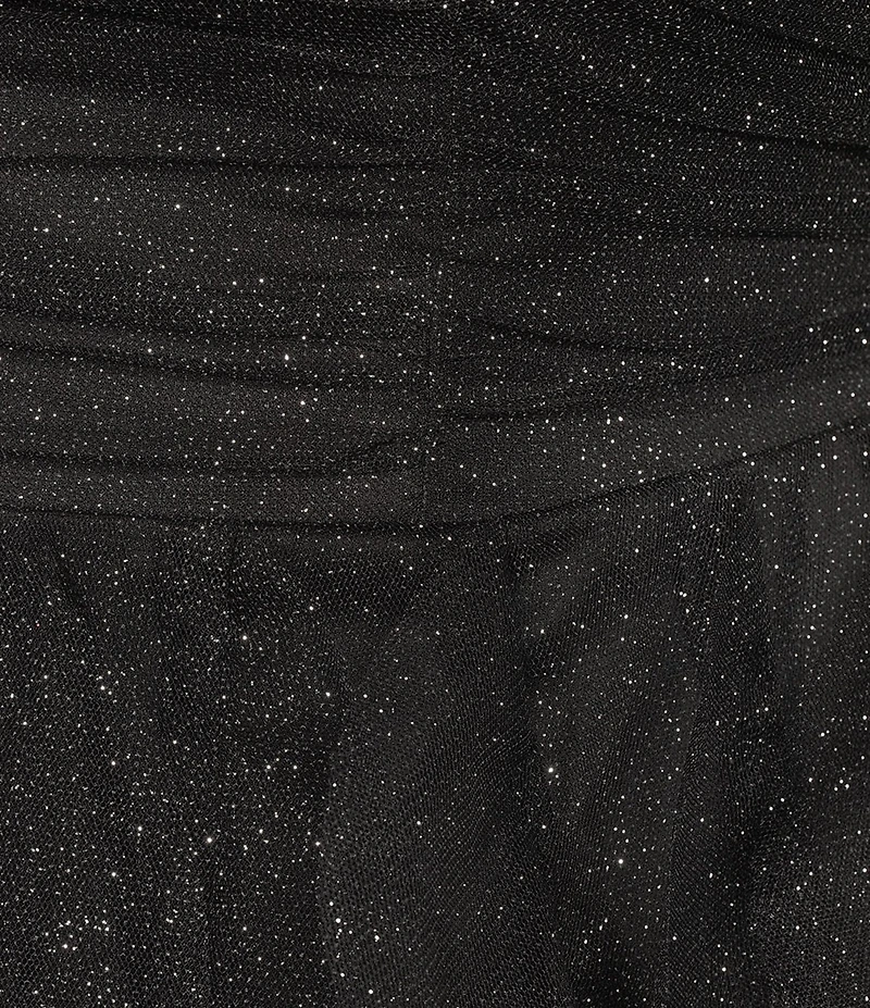 Pear Culture Glitter Mesh Strapless High-Low Dress