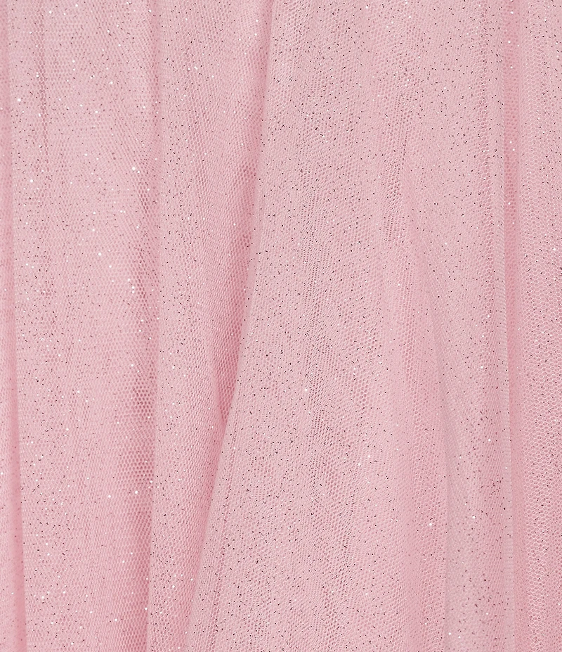 Pear Culture Glitter Mesh Sweetheart Neck A-Line Dress