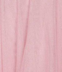 Pear Culture Glitter Mesh Sweetheart Neck A-Line Dress