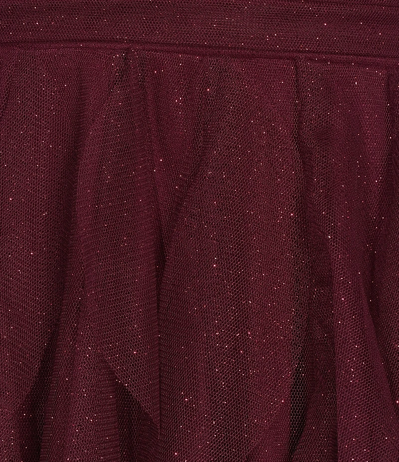 Pear Culture Glitter Mesh Tulle Corkscrew High-Low Dress
