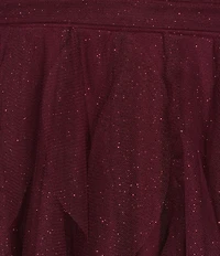 Pear Culture Glitter Mesh Tulle Corkscrew High-Low Dress
