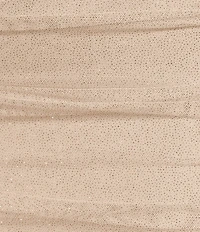 Pear Culture Glitter Mesh V-Neck Halter Ruched Bodycon Dress