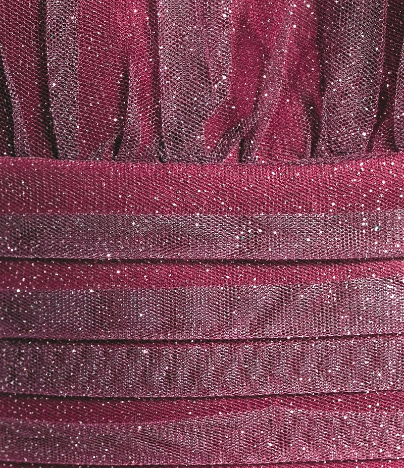 Pear Culture Glitter Ombre Corkscrew Tulle Long Dress