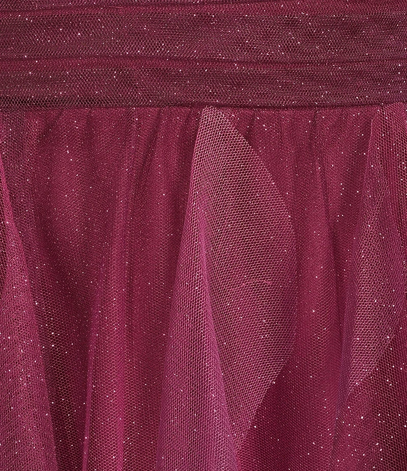 Pear Culture Glitter Ombre Mesh Corkscrew Lace Up Back Dress